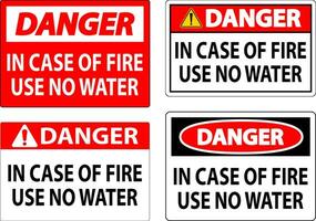 fara tecken fara - i fall av brand använda sig av Nej vatten vektor