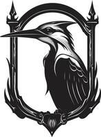 Specht Vogel Logo Design schwarz eben und modern schwarz Vektor Specht Logo Design
