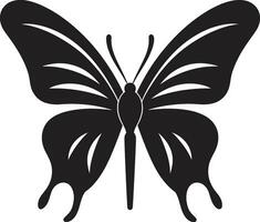 anmutig Flügel im schwarz ein Symbol von Freiheit geflügelt Eleganz schwarz Schmetterling Logo Design vektor