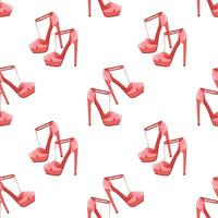 söt rosa sömlös mönster med retro hög häl skor. bakgrund med modern årgång skor, skriva ut för flickor. vektor