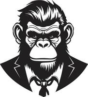 elegant schwarz Vektor Schimpanse Symbol ein majestätisch Primas Porträt monochromatisch Meisterschaft schwarz Schimpanse Logo im Vektor