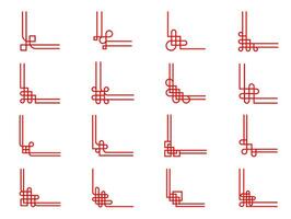 rot orientalisch Chinesisch Knoten Ecken, Rahmen Grenzen vektor
