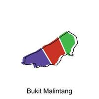 Vektor Karte von bukit malintang Stadt bunt Design, Provinz von Norden Sumatra Illustration Design Vorlage auf Weiß Hintergrund