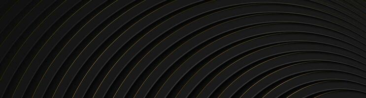 schwarz und golden runden Streifen abstrakt Technik geometrisch Hintergrund vektor