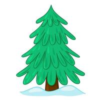 Winter Fichte steht im das Schnee. Karikatur Illustration von ein Winter Weihnachten Baum draußen im das Schnee. ein Symbol von Winter und kalt vektor