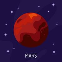 Vektor Illustration von das Planet Mars im Raum. ein Planet auf ein dunkel Hintergrund mit Sterne.