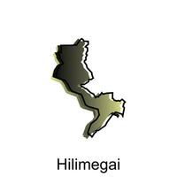 Karta stad av hilimegai design mall, vektor symbol, tecken, översikt illustration.