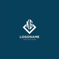 Initiale kg Logo Platz Rhombus mit Linien, modern und elegant Logo Design vektor