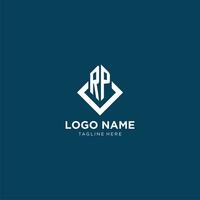 första rp logotyp fyrkant romb med rader, modern och elegant logotyp design vektor