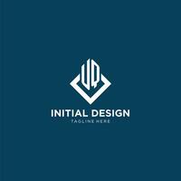första uq logotyp fyrkant romb med rader, modern och elegant logotyp design vektor