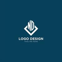 första Nej logotyp fyrkant romb med rader, modern och elegant logotyp design vektor