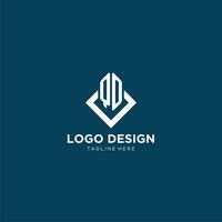 Initiale qo Logo Platz Rhombus mit Linien, modern und elegant Logo Design vektor