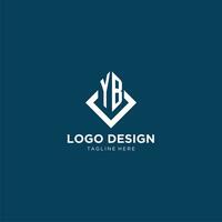 Initiale yb Logo Platz Rhombus mit Linien, modern und elegant Logo Design vektor