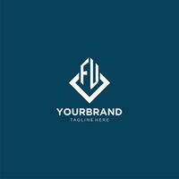 Initiale fu Logo Platz Rhombus mit Linien, modern und elegant Logo Design vektor