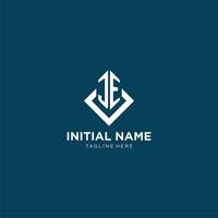 Initiale je Logo Platz Rhombus mit Linien, modern und elegant Logo Design vektor