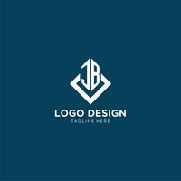 Initiale jb Logo Platz Rhombus mit Linien, modern und elegant Logo Design vektor