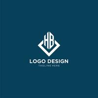 Initiale hb Logo Platz Rhombus mit Linien, modern und elegant Logo Design vektor