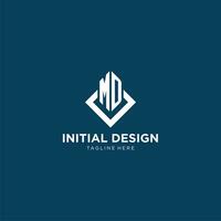 första md logotyp fyrkant romb med rader, modern och elegant logotyp design vektor