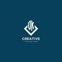 Initiale qk Logo Platz Rhombus mit Linien, modern und elegant Logo Design vektor