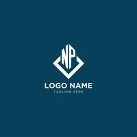 första np logotyp fyrkant romb med rader, modern och elegant logotyp design vektor