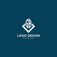 första gb logotyp fyrkant romb med rader, modern och elegant logotyp design vektor