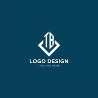Initiale tb Logo Platz Rhombus mit Linien, modern und elegant Logo Design vektor