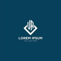 Initiale va Logo Platz Rhombus mit Linien, modern und elegant Logo Design vektor