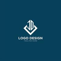 Initiale jo Logo Platz Rhombus mit Linien, modern und elegant Logo Design vektor