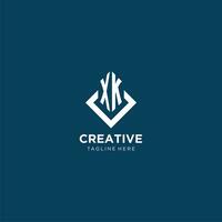 Initiale xk Logo Platz Rhombus mit Linien, modern und elegant Logo Design vektor