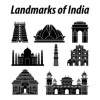 bunt av Indien känd landmärken förbi silhuett stil vektor
