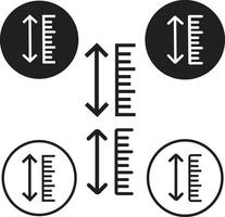 uppsättning justerbar platt höjd ikon. justera längd symbol. storlek justering pil tecken, isolerat på vit bakgrund vektor