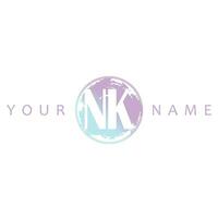 nk Initiale Logo Aquarell Vektor Design