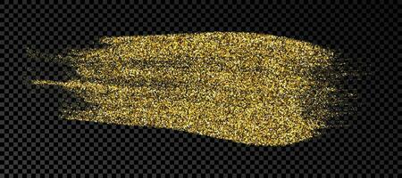 hand dragen bläck fläck i guld glitter. guld bläck fläck med pärlar isolerat på mörk bakgrund. vektor illustration