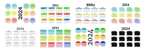 kalender för 2024 isolerat på en vit bakgrund vektor