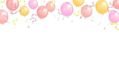 Vektor Illustration Pastell- Luftballons und Konfetti zum Party Geburtstag oder Baby Dusche