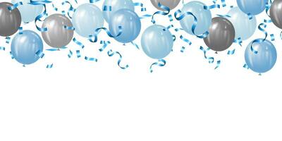 bakgrund vektor illustration av blå och silver- ballonger och blå konfetti för fäder dag