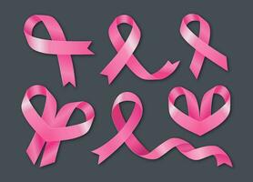 groß einstellen von Rosa Bänder. Symbol von das Kampf gegen Brust Krebs. vektor