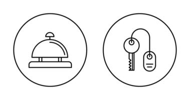 Zimmer Schlüssel und Schreibtisch Glocke Symbol vektor
