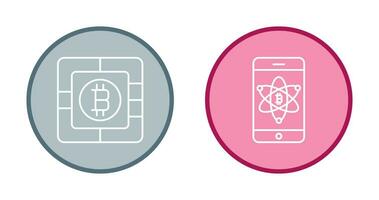 Bitcoin Chip und Handy, Mobiltelefon Symbol vektor