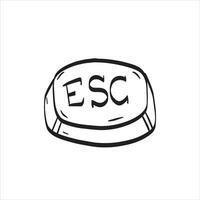 Esc Taste Symbol. Hand gezeichnet Steuerung Taste. einfach Tastatur Taste zum stornieren, Ausfahrt. schwarz und Weiß Illustration vektor