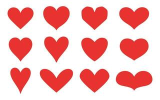 uppsättning av hand dragen röd hjärtan. vektor illustration, klotter stil. tecknad serie vektor hjärtan samling.