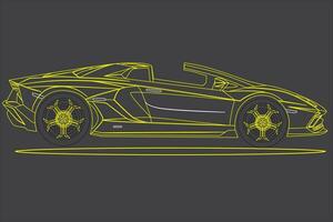 sporter bil silhuett isolerat på vit bakgrund. sporter bil sida se. gul linje konst design mall. vektor illustration.