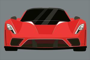 röd sporter bil, främre se. röd 3d tävlings bil främre se vektor illustration - sporter fordon i realistisk stil, isolerat på vit bakgrund.