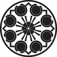 vektor svartvit svart runda turkiska prydnad. ändlös ottoman nationell cirkel