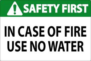 fara tecken fara - i fall av brand använda sig av Nej vatten vektor