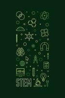 vetenskap, teknik, teknik och matematik illustration. stam vektor översikt vertikal grön baner