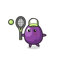 Zeichentrickfigur der Aubergine als Tennisspielerin vektor