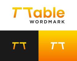 Brief t Monogramm Wortmarke Tabelle Innere Logo Design. vektor