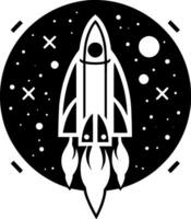 Rakete - - schwarz und Weiß isoliert Symbol - - Vektor Illustration