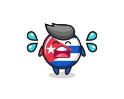 Kuba-Flagge-Abzeichen-Cartoon-Illustration mit weinender Geste vektor